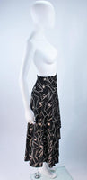 KRIZIA Electrified Black Silk Print Draped Wrap Skirt Size 2-4