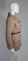 NORELL Brown Wool Coat w/ Brown Snakeskin Belt Size Small