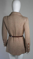 NORELL Brown Wool Coat w/ Brown Snakeskin Belt Size Small