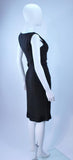 BILL BLASS Black Silk Cocktail Draped Dress with Rose Detail Size 2