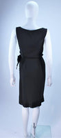 BILL BLASS Black Silk Cocktail Draped Dress with Rose Detail Size 2