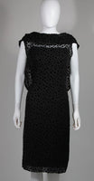 JEAN DESSES Black Chiffon & Velvet Cocktail Dress Size Small