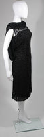 JEAN DESSES Black Chiffon & Velvet Cocktail Dress Size Small