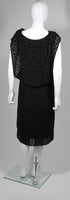 JEAN DESSES Black Chiffon & Velvet Cocktail Dress Size Small