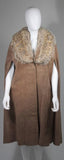 NOLAN MILLER Brown Suede Cloak with Fox Fur Collar
