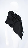 COMME DES GARÇONS Draped Gathered Black Wool Blouse Size S