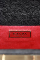 PRADA Black Leather Handbag with Gold Grommets