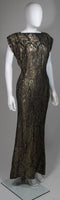 BULLOCKS 1930s Gold and Black Lame Gown Size 8