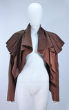 RICK OWENS Brown Leather Drape Jacket w/ Pleated Back Size 38