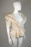 PAUL LOUIS ORRIER Ruffled Ivory Jacket with Structured Hem Size 40