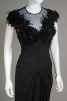 JEAN CAROL 1930s Feather Bust Gown and Sheer Bodice Size 2