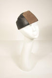 YVES SAINT LAURENT Suede and Leather Hat w/ Top Stitch Details