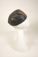 YVES SAINT LAURENT Suede and Leather Hat w/ Top Stitch Details