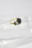 DIAMOND and 14 Karat Yellow Gold Ring with Onyx Size 7