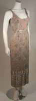 VINTAGE Silver Beaded Gown, Silk Lining & Back Slit Size S