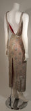 VINTAGE Silver Beaded Gown, Silk Lining & Back Slit Size S