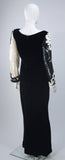 BILL BLASS Color Black Velvet Gown with Beaded Sleeves Size 6-8