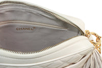 CHANEL 1990s Cream Quilted Leather Crossbody Bag