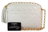 CHANEL 1990s Cream Quilted Leather Crossbody Bag