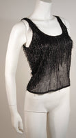 GIANNI VERSACE Atelier Beaded Black Mesh Evening Top Size Small