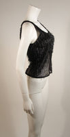 GIANNI VERSACE Atelier Beaded Black Mesh Evening Top Size Small