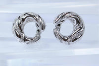 Platinum 1.30 Carat Diamond Crescent Clip On Earrings