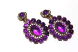 KENNETH JAY LANE Large Purple and Rhinestone Clip Earrings