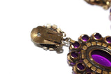 KENNETH JAY LANE Large Purple and Rhinestone Clip Earrings