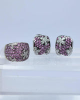 CRISTINA FERRARE Pink Tourmaline Diamond Gold Set Earrings and Ring
