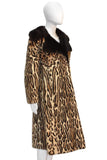VINTAGE Circa 1970s Leopard Motif Mink Coat, Dark Mink Collar Size 6-8