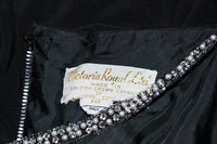 VICTORIA ROYAL Black Draped Jersey Gown with Rhinestone Straps 4