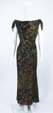 VINTAGE Green Metallic Silk Velvet Draped Gown Size 6-8