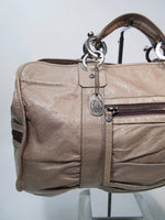 LANVIN Patent Taupe Carry All Handbag with Silver Hardware