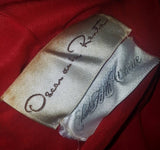 OSCAR DE LA RENTA Red Ruffled Neckline & Wrap Waist Dress Size 6