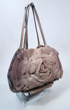 VALENTINO Distressed Rosebud Grey Leather Shopper Handbag