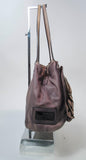 VALENTINO Distressed Rosebud Grey Leather Shopper Handbag