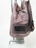 VALENTINO Distressed Rosebud Grey Leather Shopper Handbag