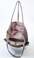 VALENTINO Distressed Rosebud Grey Leather Shopper Handbag