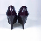 MARNI Plum Patent Leather Wooden Platform Wedge Closed Toe Shoe Size 6