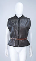 GIANNI VERSACE Leather Vest & Pant Set, Metal Studs Size 2-4