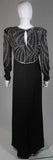 BILL BLASS Black Silk Long Sleeve Beaded Gown Size 10