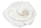 CHANEL White Camellia Brooch