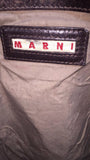 MARNI Orange Textured Leather Bag with Brown Handles and Long Cross Body Strap