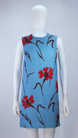 MIU MIU Blue with Red Floral Print Shift Dress Size 36