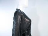 WHITING & DAVIS Black Mesh Draped Batwing Jacket with Belt