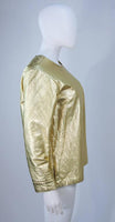 YVES SAINT LAURENT Gold Metallic Quilted Leather Top Size 38