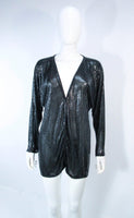 WHITING & DAVIS Black Mesh Draped Batwing Jacket with Belt