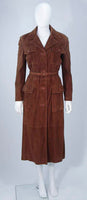 GIANNI VERSACE Brown Suede Trench Coat with Belt Size 6