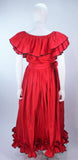 YVES SAINT LAURENT 1970s 2 pc Red Satin Ruffled Skirt Set Size 40