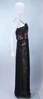 FE ZANDI Beverly Hills Beaded Black Lace Chiffon Gown Size 4 - 6